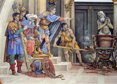 North wall of Strozzi Chapel, The Martyrdom of St. John the Evangelist (detail) by Filippino Lippi